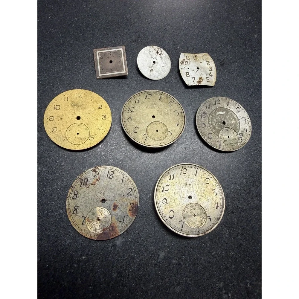 Vtg Watch Dial Lot 72 Pieces Elgin Bulova Longines Gruen Timex Parts Repair Art